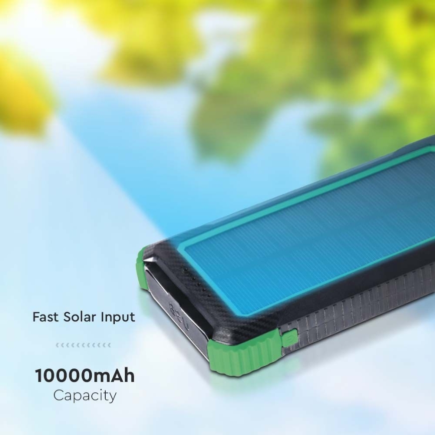 Virtapankki aurinkokenno Power Delivery 10000mAh/10W/5V musta