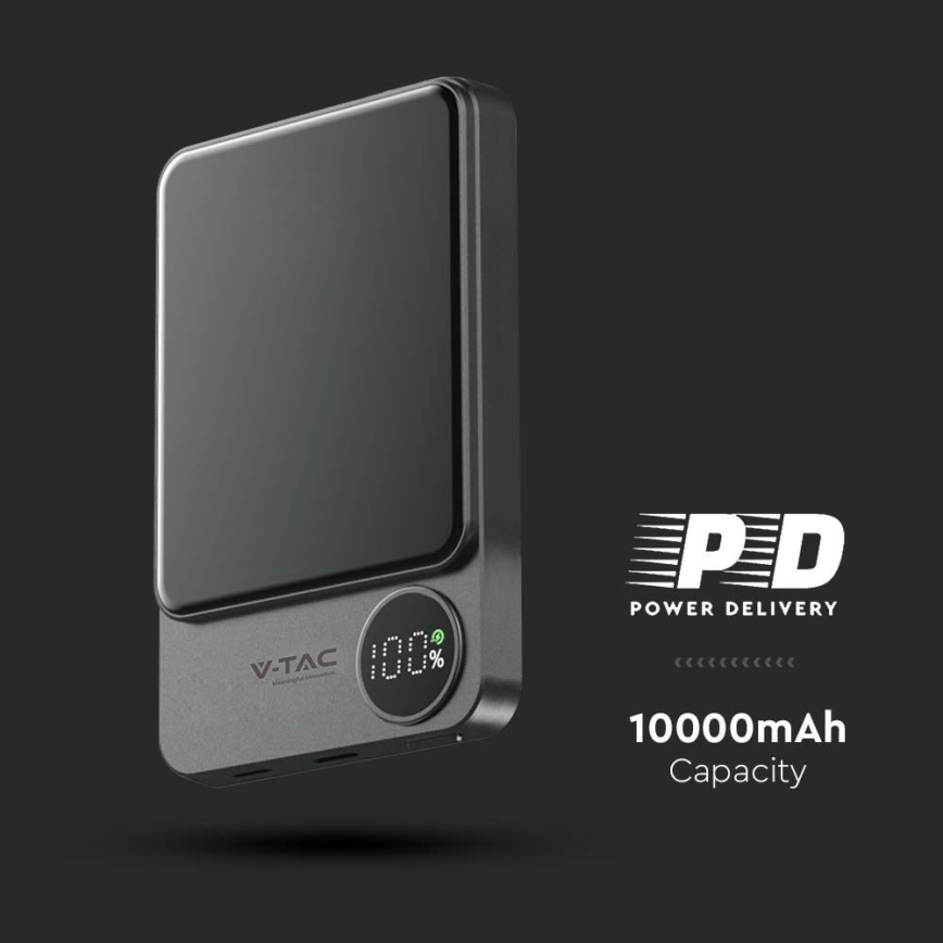 Virtapankki näytöllä magneettinen Power Delivery 10000mAh/20W/5V musta