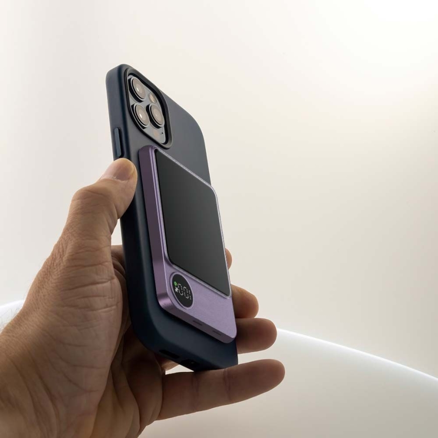 Virtapankki näytöllä magneettinen Power Delivery 5000mAh/20W/5V violetti