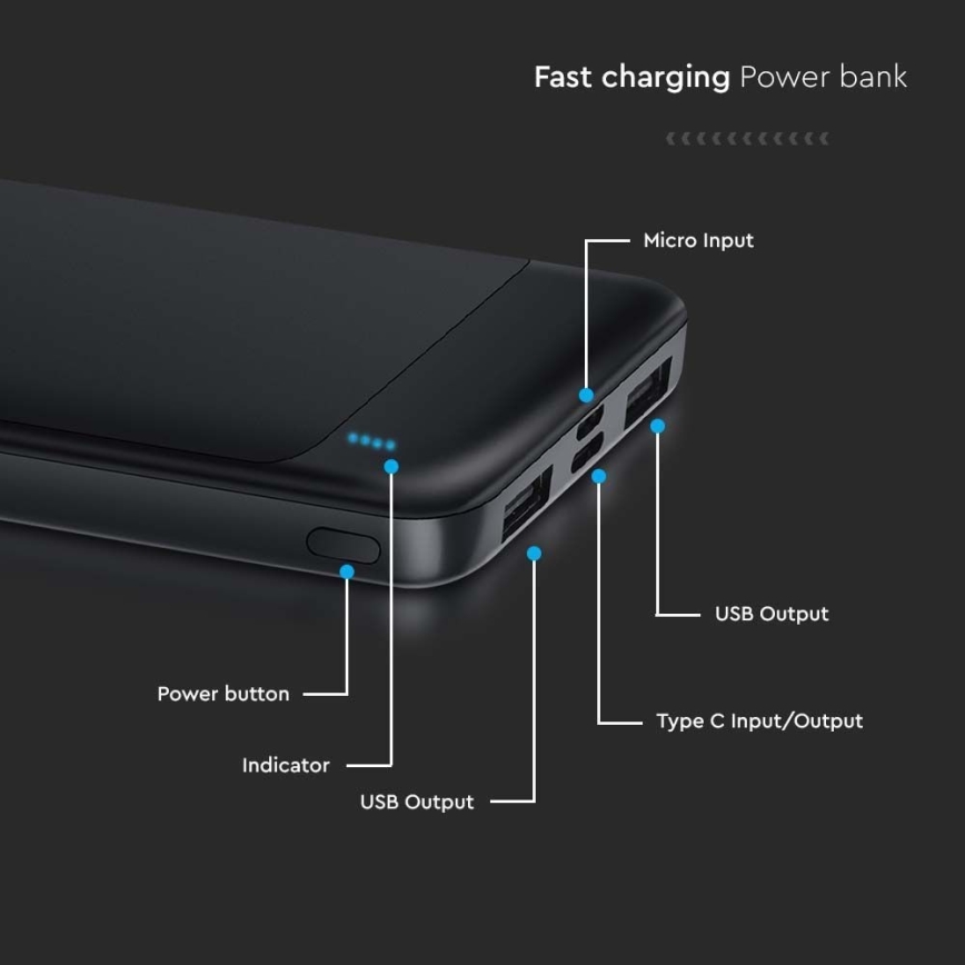 Virtapankki Power Delivery 10000mAh/22,5W/5V musta