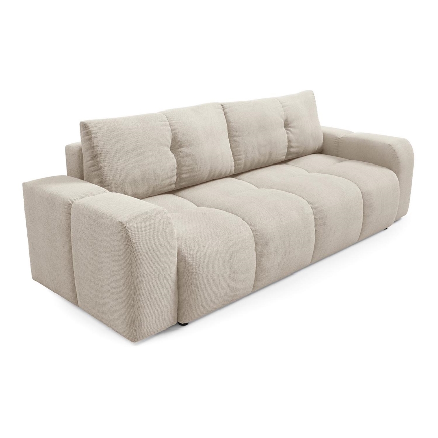 Vuodesohva, verhoiltu, kolmen istuttava, säilytystilalla ALMADA beige