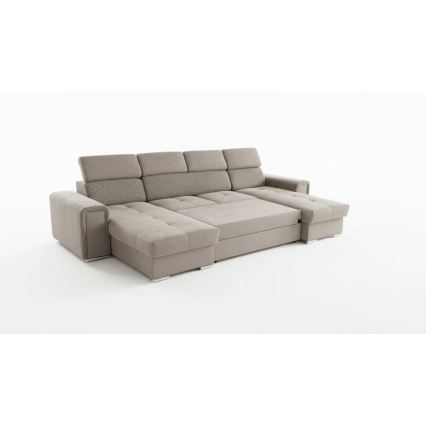 U-muotoinen avattava kulmasohva säilytystilalla SALVADA beige