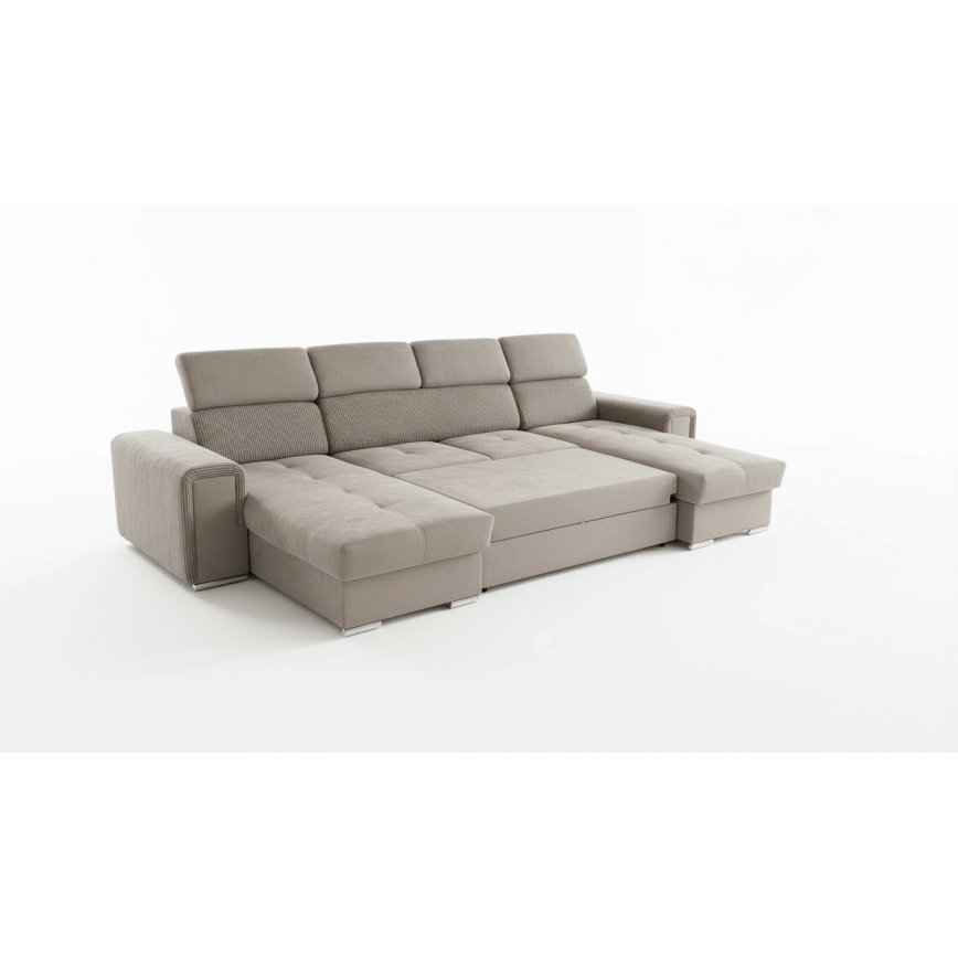 U-muotoinen avattava kulmasohva säilytystilalla SALVADA beige