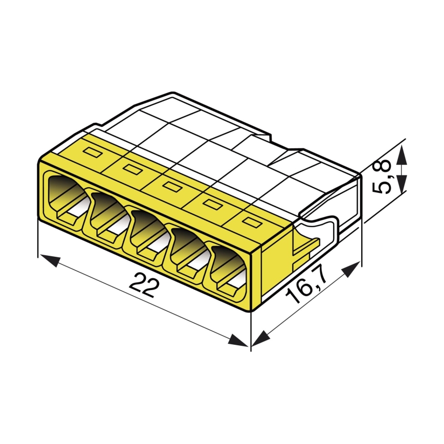 WAGO 2273-205 - Jakorasian liitin COMPACT 5x2,5 450V keltainen