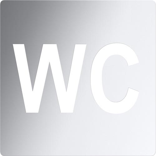 WC-merkki 12 x 12 cm, ruostumaton teräs / hopeanvärinen