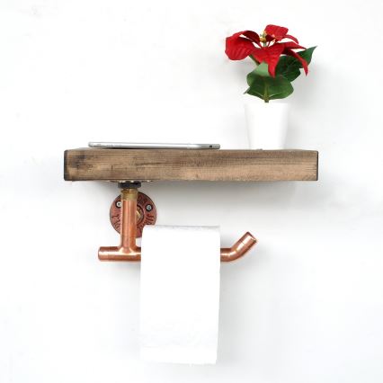 WC-paperiteline hyllyllä 15x30 cm ruskea/kupari