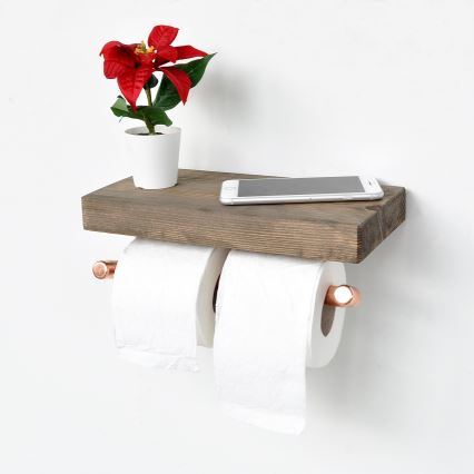 WC-paperiteline hyllyllä BORU 12x30 cm kuusi/kupari