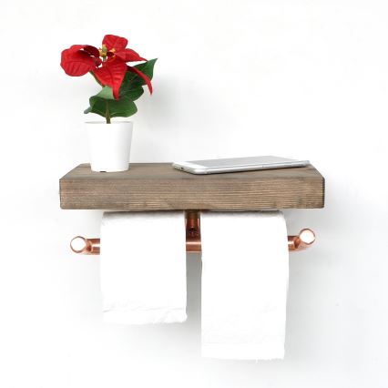 WC-paperiteline hyllyllä BORU 12x30 cm kuusi/kupari