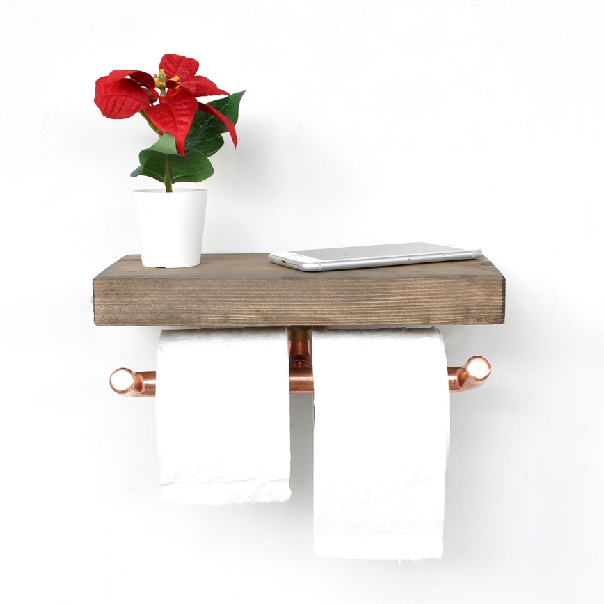 WC-paperiteline hyllyllä BORU 12x30 cm kuusi/kupari