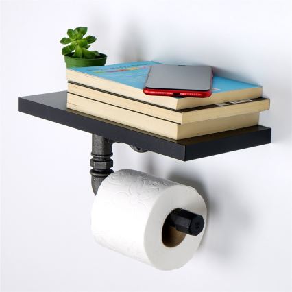 WC-paperiteline hyllyllä BORU 12x30 cm musta