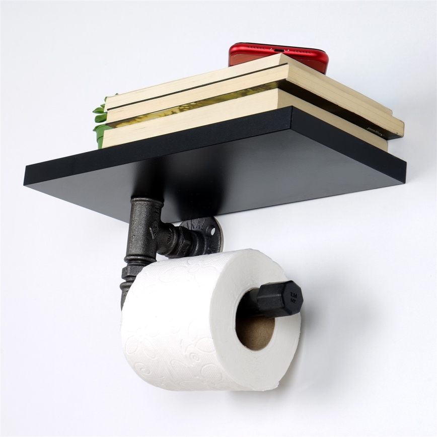 WC-paperiteline hyllyllä BORU 12x30 cm musta