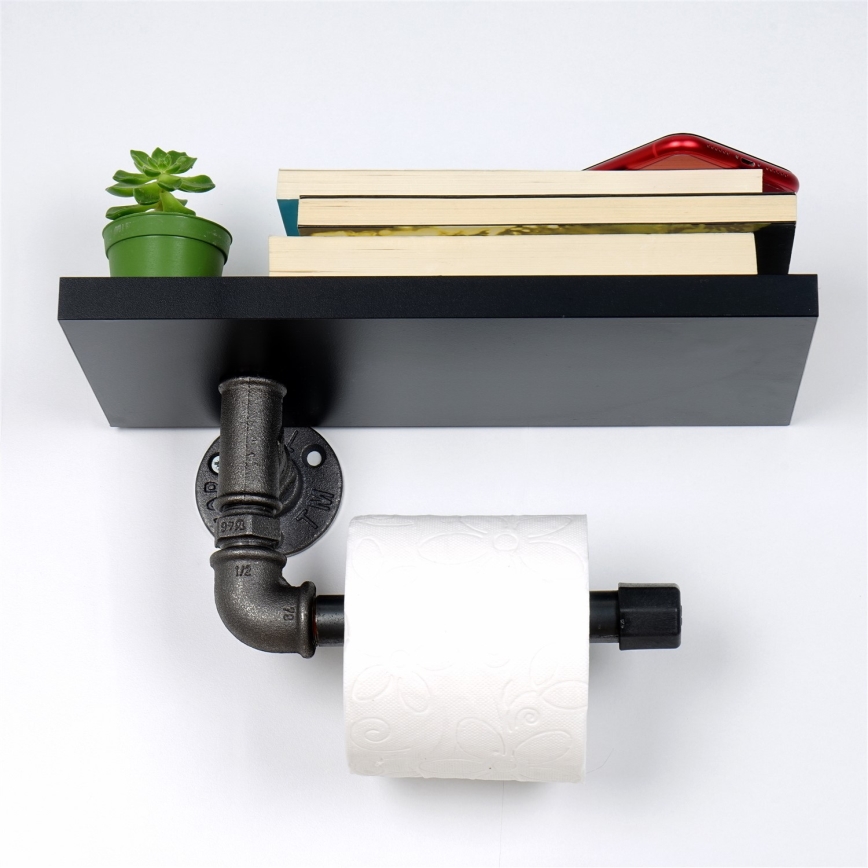 WC-paperiteline hyllyllä BORU 12x30 cm musta