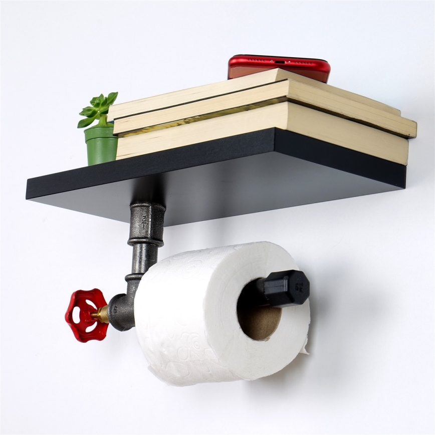 WC-paperiteline hyllyllä BORU musta