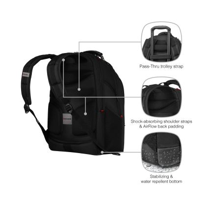 Wenger - 26 l kannettava reppu 17 kannettavalle, 10 tablettitaskulla Ibex Ballistic Deluxe