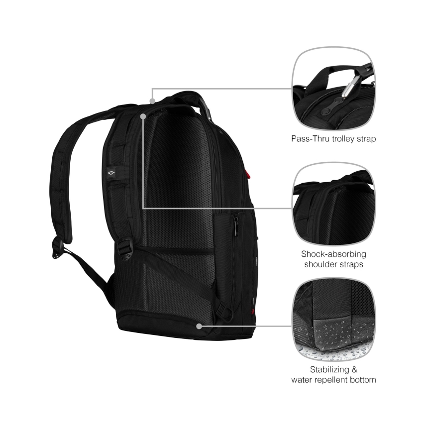 Wenger - Kannettavan tietokoneen reppu 20 l 15" tablettitaskulla 10" Gigabyte musta