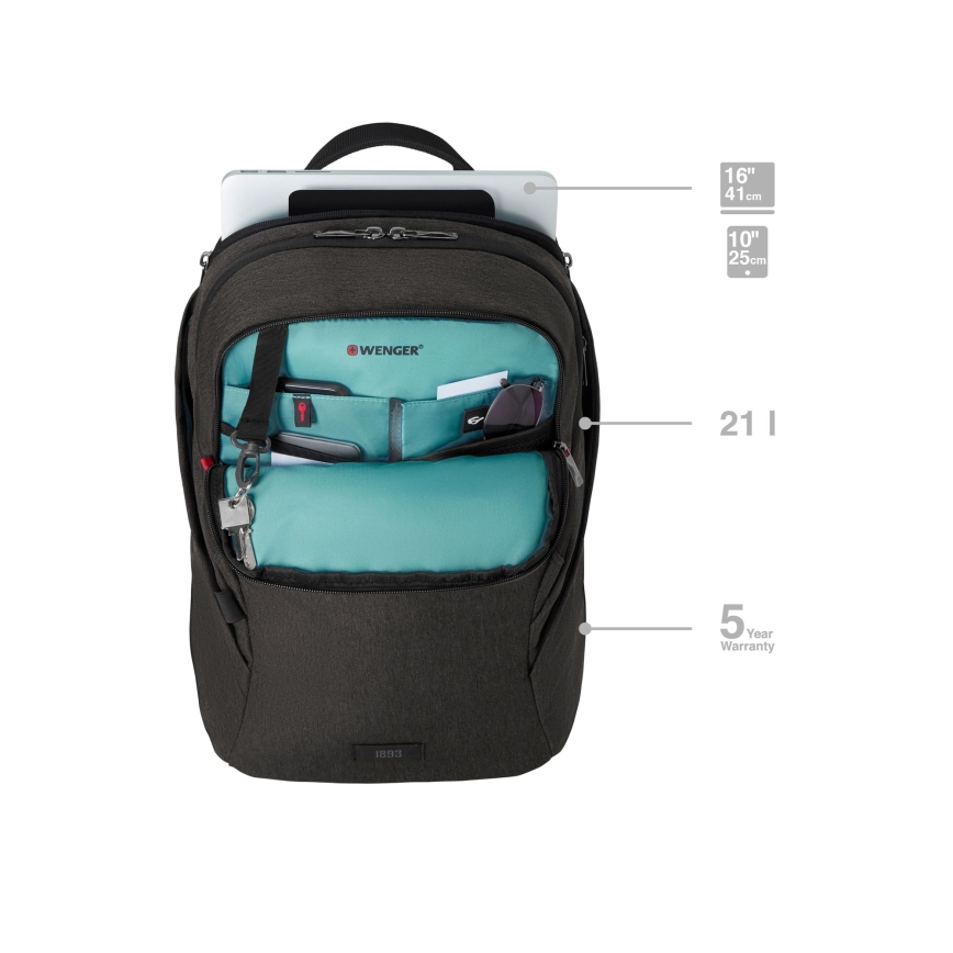Wenger - Kannettavan tietokoneen reppu 21 l 16" tablettitaskulla 10" MX Valaistus musta