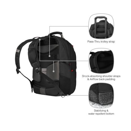 Wenger - Kannettavan tietokoneen reppu 25 l 16" tablettitaskulla 10" Pegasus Deluxe musta