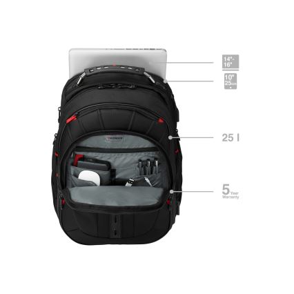 Wenger - Kannettavan tietokoneen reppu 25 l 16" tablettitaskulla 10" Pegasus Deluxe musta