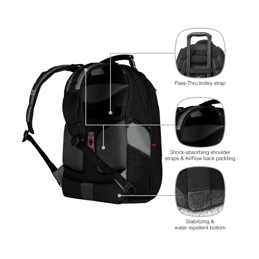 Wenger - Kannettavan tietokoneen reppu 25 l 17" tablettitaskulla 12" Pegasus musta/harmaa
