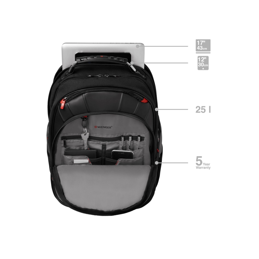 Wenger - Kannettavan tietokoneen reppu 25 l 17" tablettitaskulla 12" Pegasus musta/harmaa