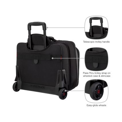 Wenger - Matkalaukku pyörillä 23 l 17" + kannettavan tietokoneen laukku 15,4" Potomac musta