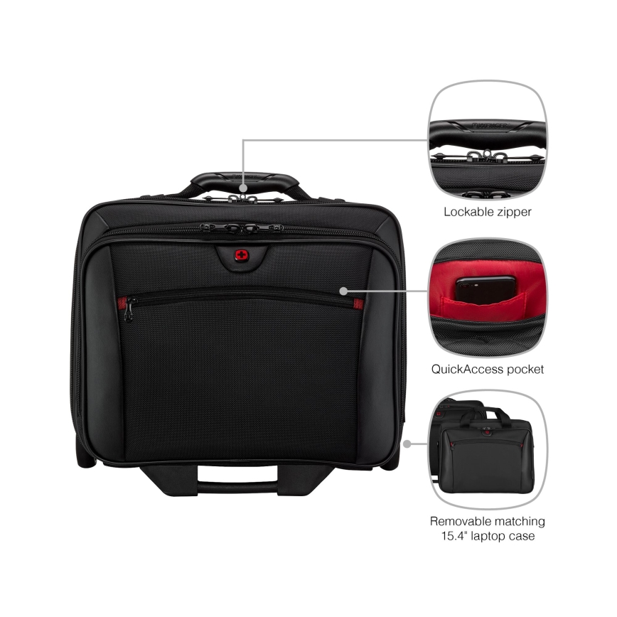 Wenger - Matkalaukku pyörillä 23 l 17" + kannettavan tietokoneen laukku 15,4" Potomac musta