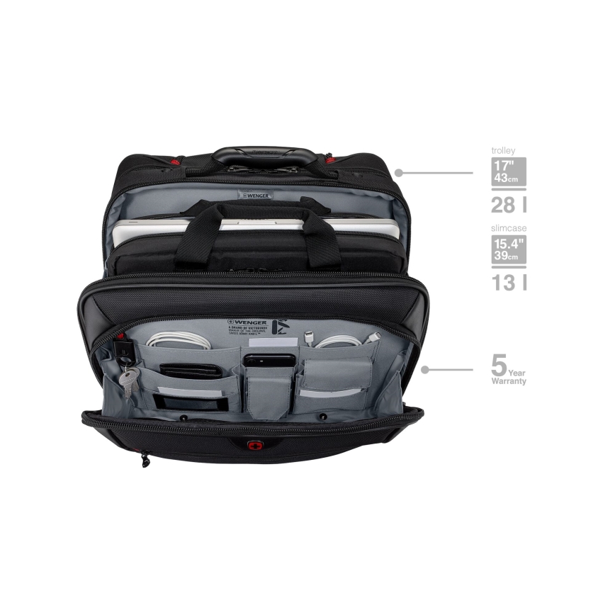 Wenger - Matkalaukku pyörillä 23 l 17" + kannettavan tietokoneen laukku 15,4" Potomac musta
