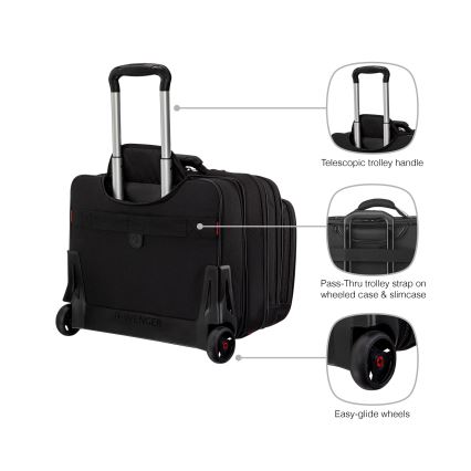 Wenger - Matkalaukku pyörillä 25 l 17" + kannettavan tietokoneen laukku 15,6" Patriot musta