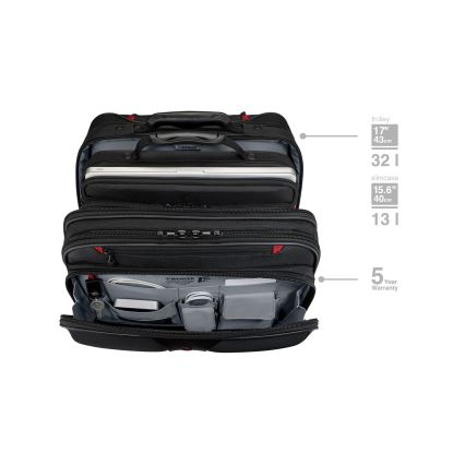 Wenger - Matkalaukku pyörillä 25 l 17" + kannettavan tietokoneen laukku 15,6" Patriot musta