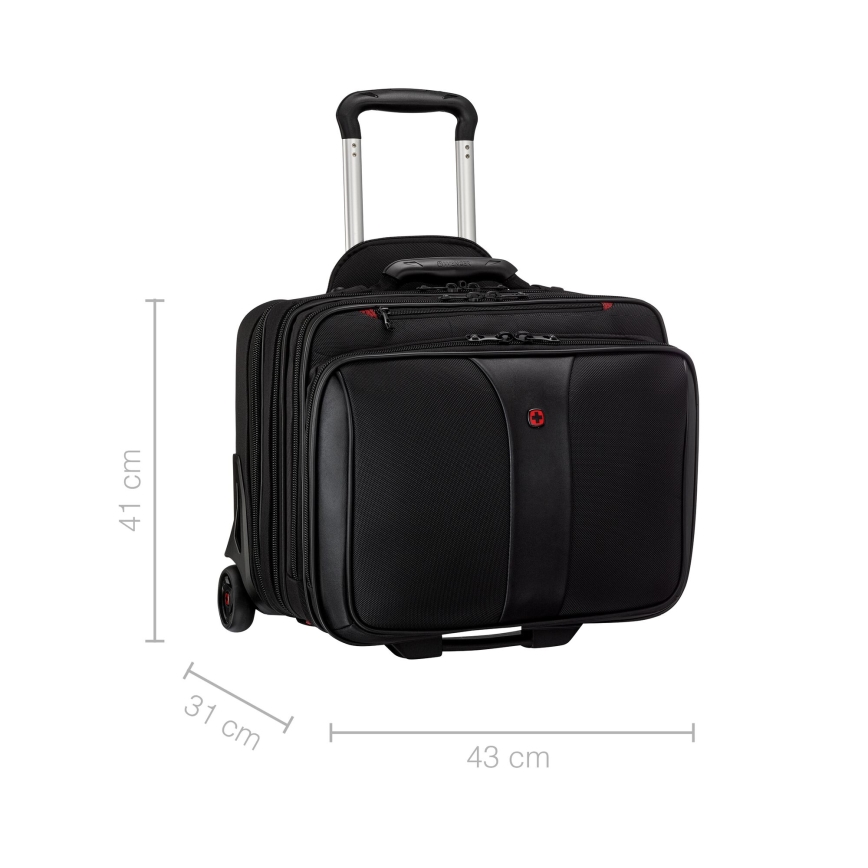 Wenger - Matkalaukku pyörillä 25 l 17" + kannettavan tietokoneen laukku 15,6" Patriot musta