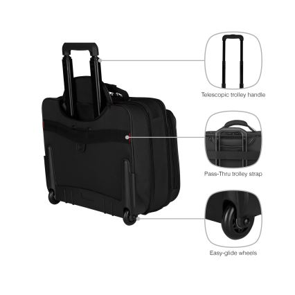 Wenger - Matkatavarat pyörillä 29 l + Kannettavan tietokoneen kotelo 15,6" Granada musta