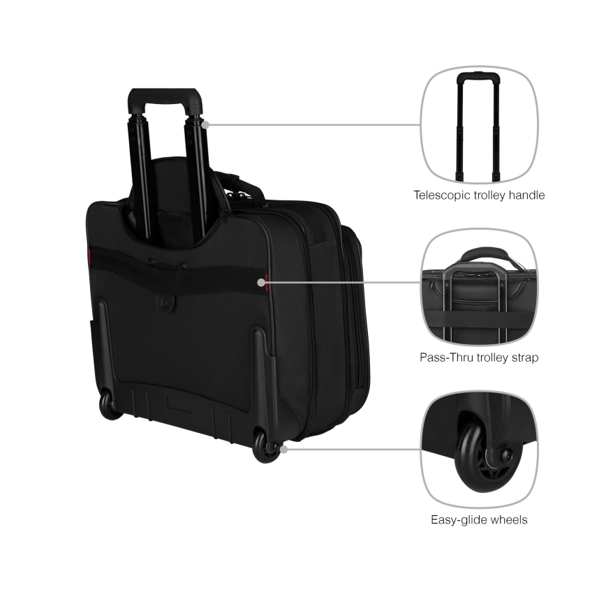 Wenger - Matkatavarat pyörillä 29 l + Kannettavan tietokoneen kotelo 15,6" Granada musta