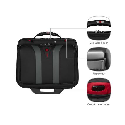 Wenger - Matkatavarat pyörillä 29 l + Kannettavan tietokoneen kotelo 15,6" Granada musta