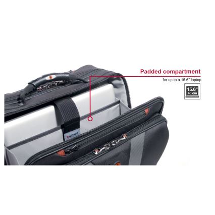 Wenger - Matkatavarat pyörillä 29 l + Kannettavan tietokoneen kotelo 15,6" Granada musta