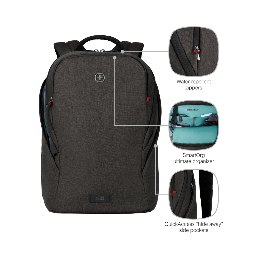 Wenger - 21 l kannettava reppu 16 ja 10 tablettitaskulla MX Light musta