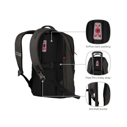 Wenger - 21 l kannettava reppu 16 ja 10 tablettitaskulla MX Light musta