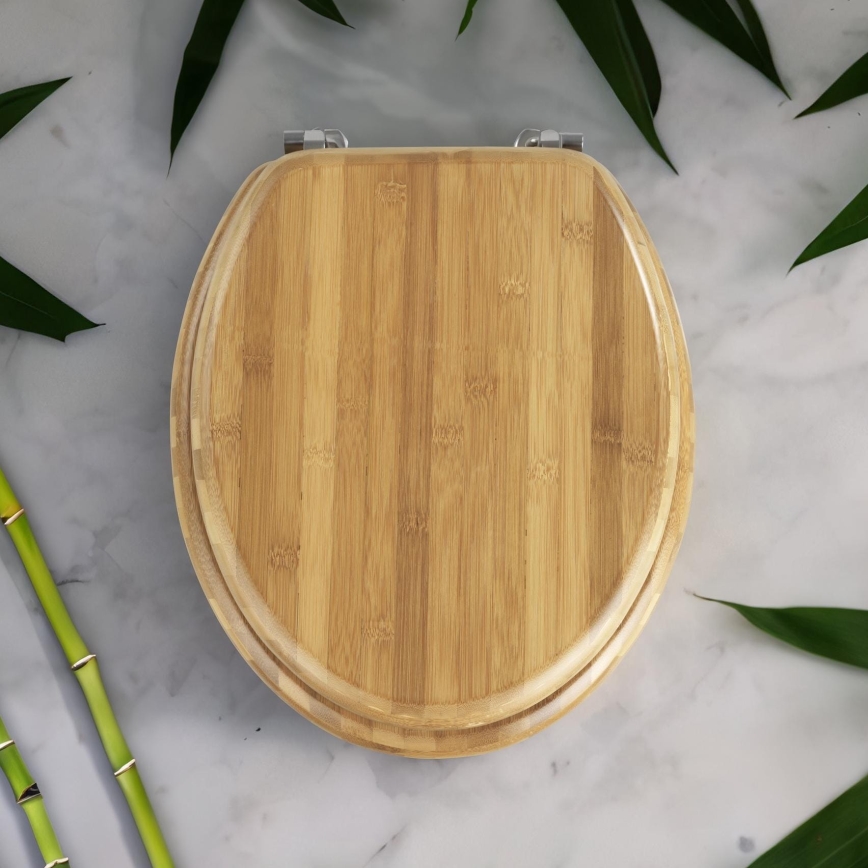 WENKO 144726100 - WC-istuinkansi BAMBOO 34x41 cm ruskea/hopea