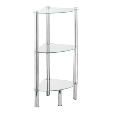 WENKO 15850100 - YAGO-hylly 30 x 74 cm, ruostumaton teräs/hopea/läpinäkyvä