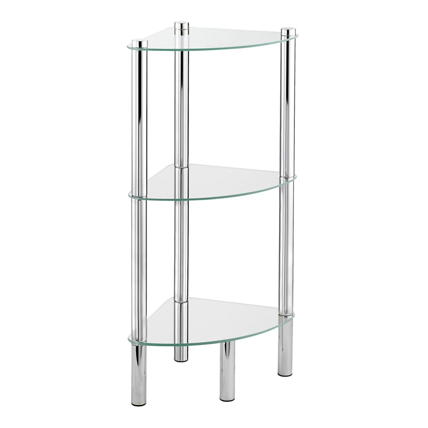 WENKO 15850100 - YAGO-hylly 30 x 74 cm, ruostumaton teräs/hopea/läpinäkyvä