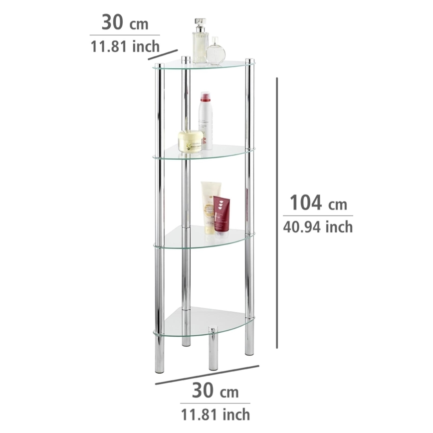 WENKO 15852100 - YAGO-hylly 30x104 cm ruostumaton teräs/hopea/läpinäkyvä