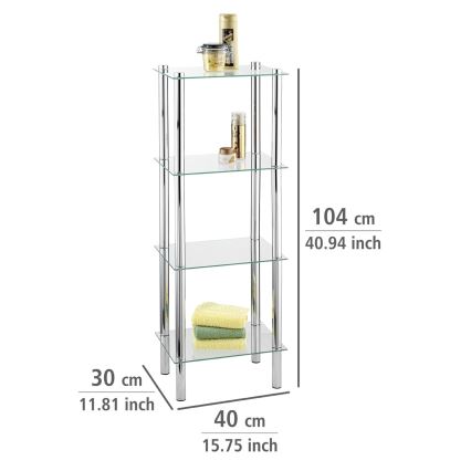 WENKO 15853100 - YAGO-hylly 40x104 cm ruostumaton teräs/hopea/kirkas
