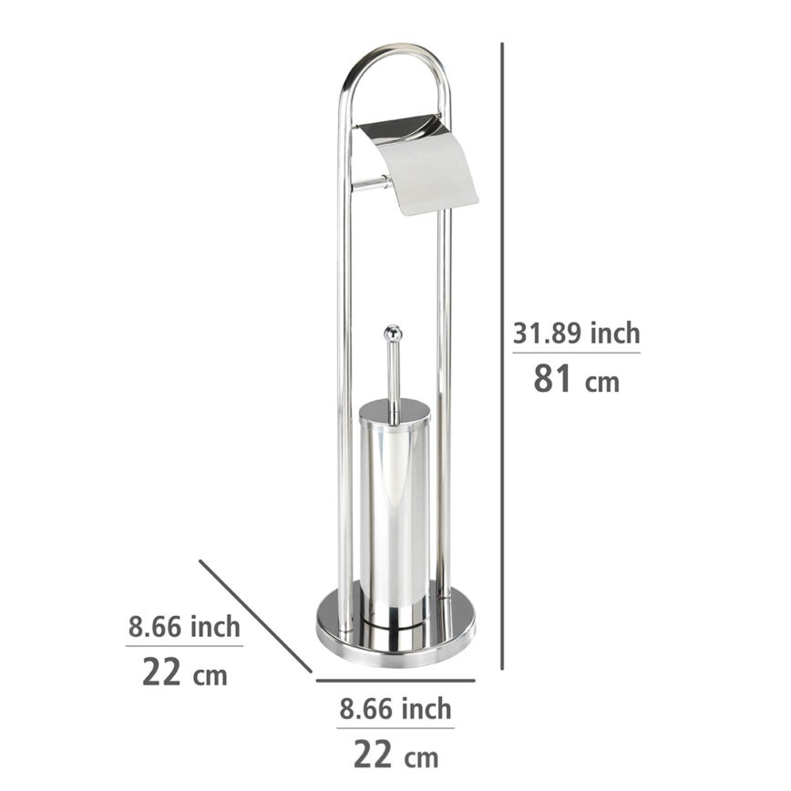 WENKO 16993100 - WC-setti VASTO 22x81 cm ruostumaton teräs/hopeanvärinen