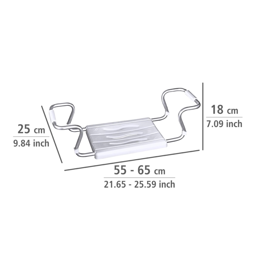 WENKO 17930100-SECURA kylpyammeen istuin 26 x 18 cm valkoinen/hopea