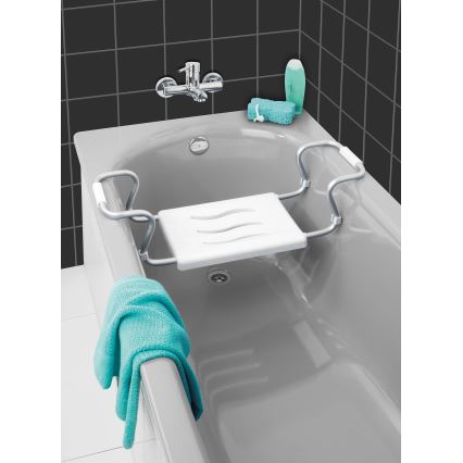 WENKO 17930100-SECURA kylpyammeen istuin 26 x 18 cm valkoinen/hopea