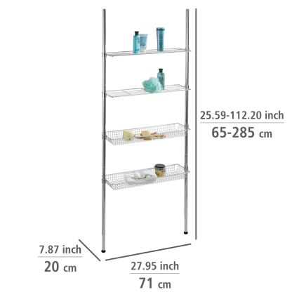 WENKO 18597100-Hylly 71x285 cm kiiltävä kromi