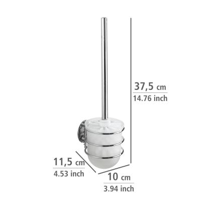 WENKO 18768100-WC-setti TURBO-LOC pyöreä teräs 10x37,5 cm kiiltävä kromi/valkoinen