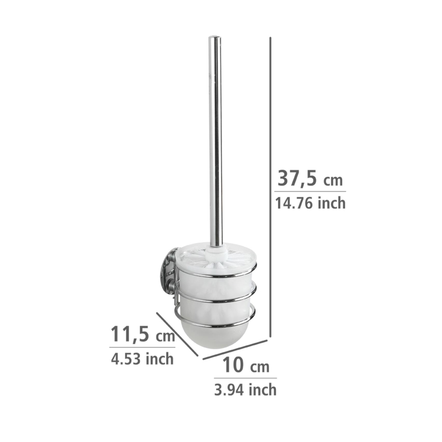 WENKO 18768100-WC-setti TURBO-LOC pyöreä teräs 10x37,5 cm kiiltävä kromi/valkoinen