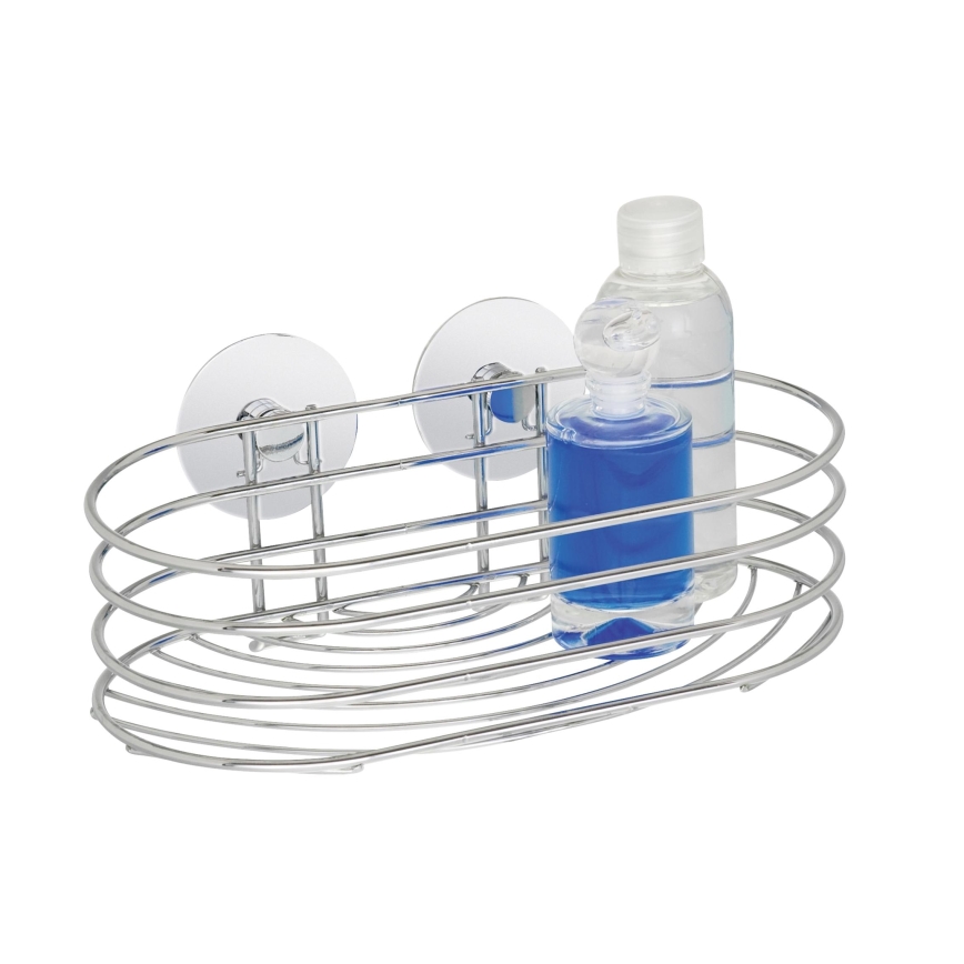 WENKO 18775100 - TURBO-LOC pyöreä teräshylly 23,5x13,5 cm kiiltävä kromi