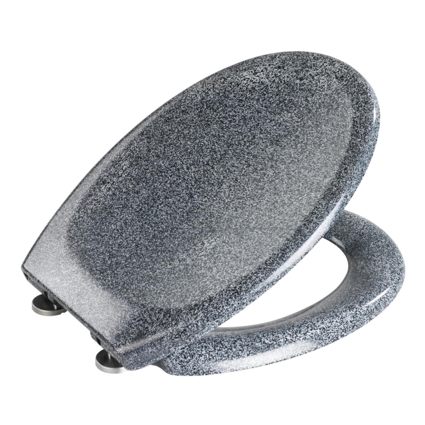 WENKO 18902100-WC WC-istuin OTTANA 44,5x37,5 cm graniitti/harmaa/hopea