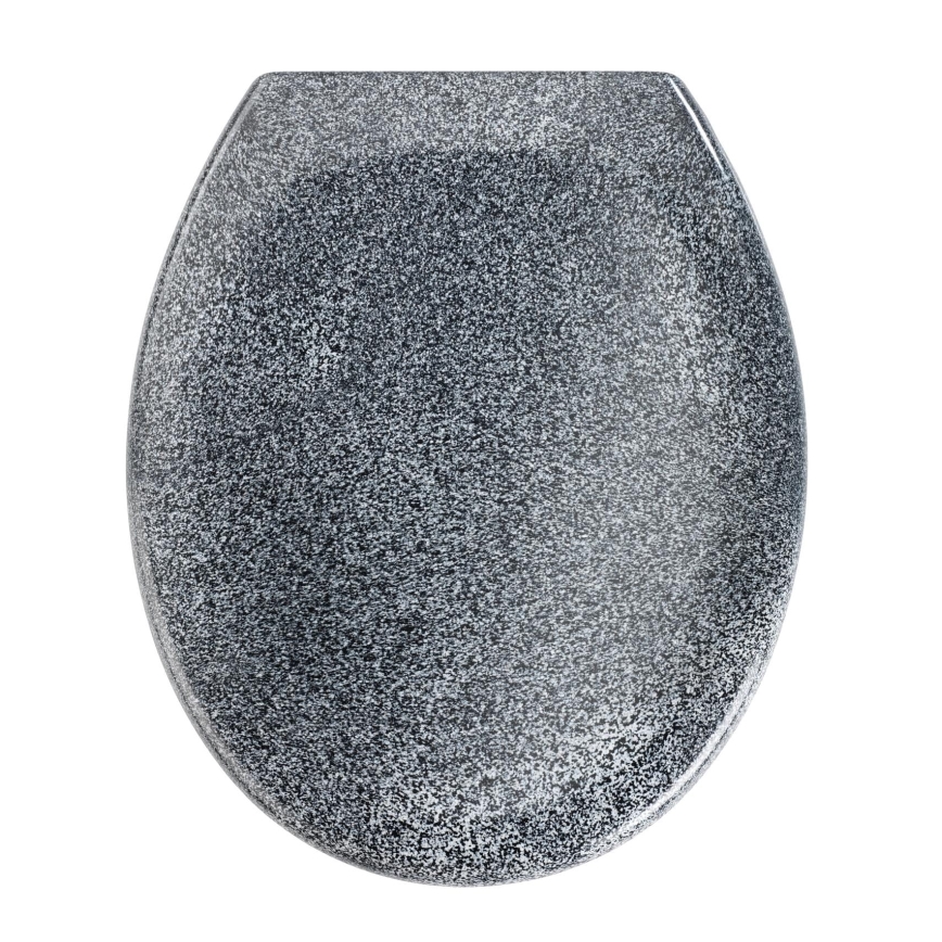 WENKO 18902100-WC WC-istuin OTTANA 44,5x37,5 cm graniitti/harmaa/hopea